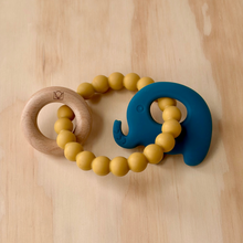 Load image into Gallery viewer, Mustard & Teal - Elephant Rattle