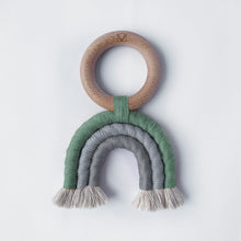 Load image into Gallery viewer, Sage & Grey Mix – Macramé Rainbow Toy