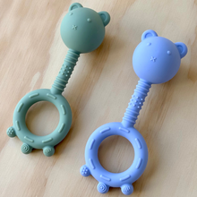 Load image into Gallery viewer, Green – Bear Silicone Sensory Rattle with Bell

