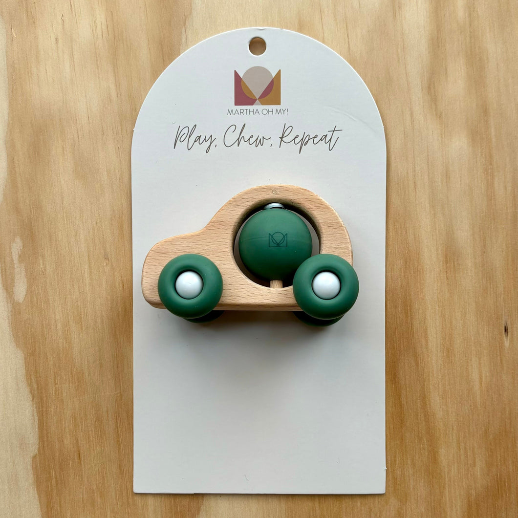 Green - Push-Along Wooden Car