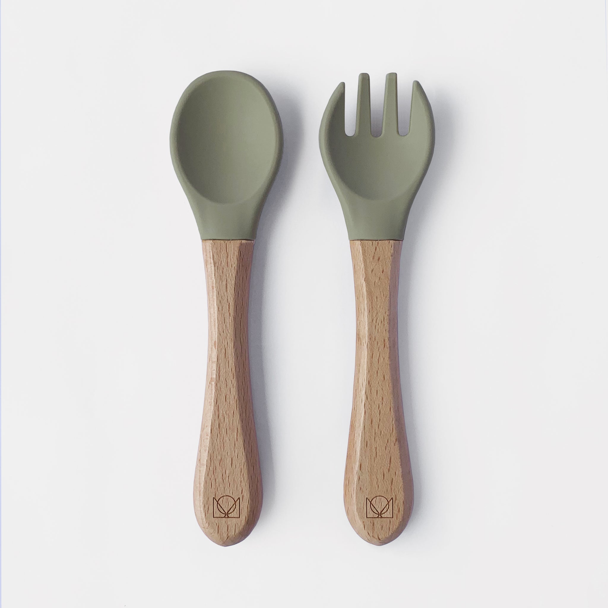 Sage Green Silicone Beechwood Fork Spoon Set MARTHA OH MY Martha Oh My