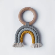 Load image into Gallery viewer, Mustard &amp; Grey Mix – Macramé Rainbow Toy
