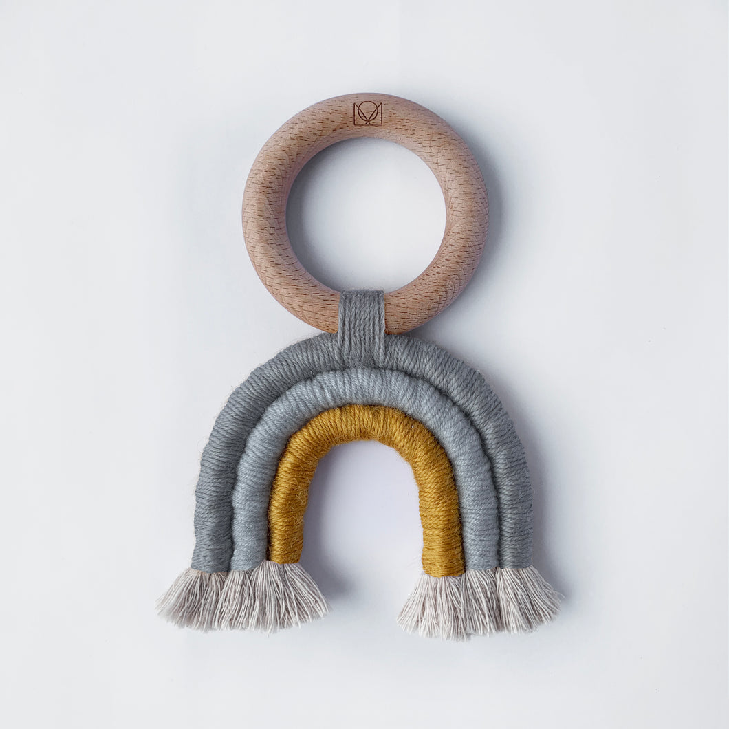 Mustard & Grey Mix – Macramé Rainbow Toy