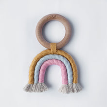 Load image into Gallery viewer, Mustard, Grey &amp; Pink – Macramé Rainbow Toy
