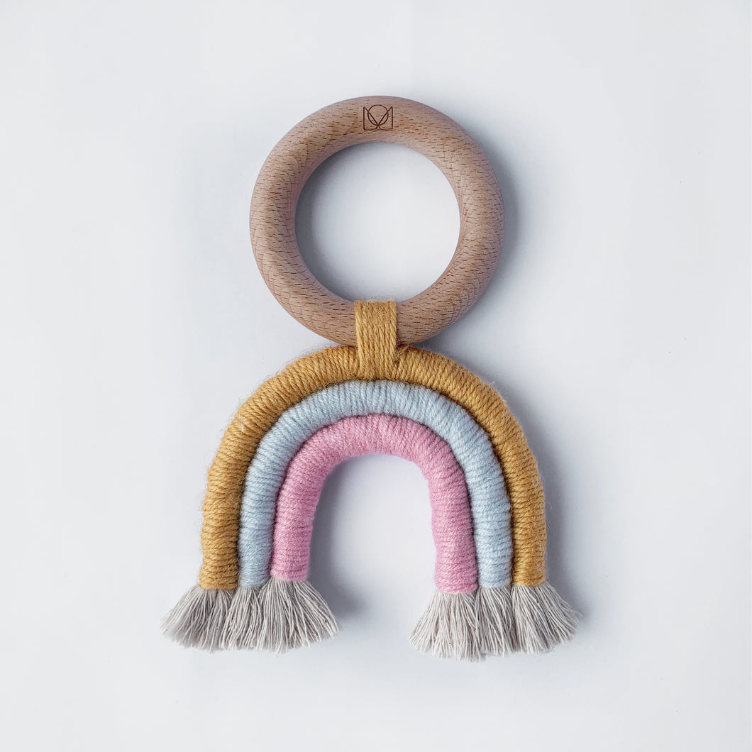 Mustard, Grey & Pink – Macramé Rainbow Toy