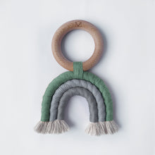Load image into Gallery viewer, Sage &amp; Grey Mix – Macramé Rainbow Toy
