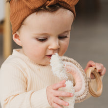 Load image into Gallery viewer, Mustard, Grey &amp; Pink – Macramé Rainbow Toy
